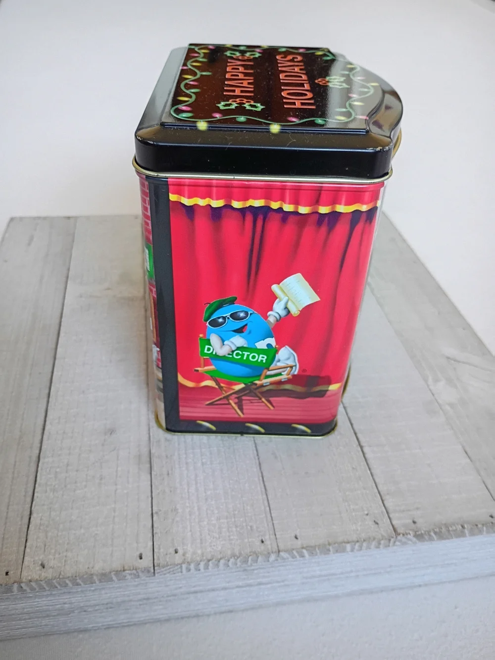 Vintage 1998 M&M's Christmas Tin Limited Edition Village Series Theater No 07